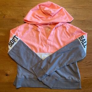 Justice Softball Hooded Long Sleeved Tee Size 8